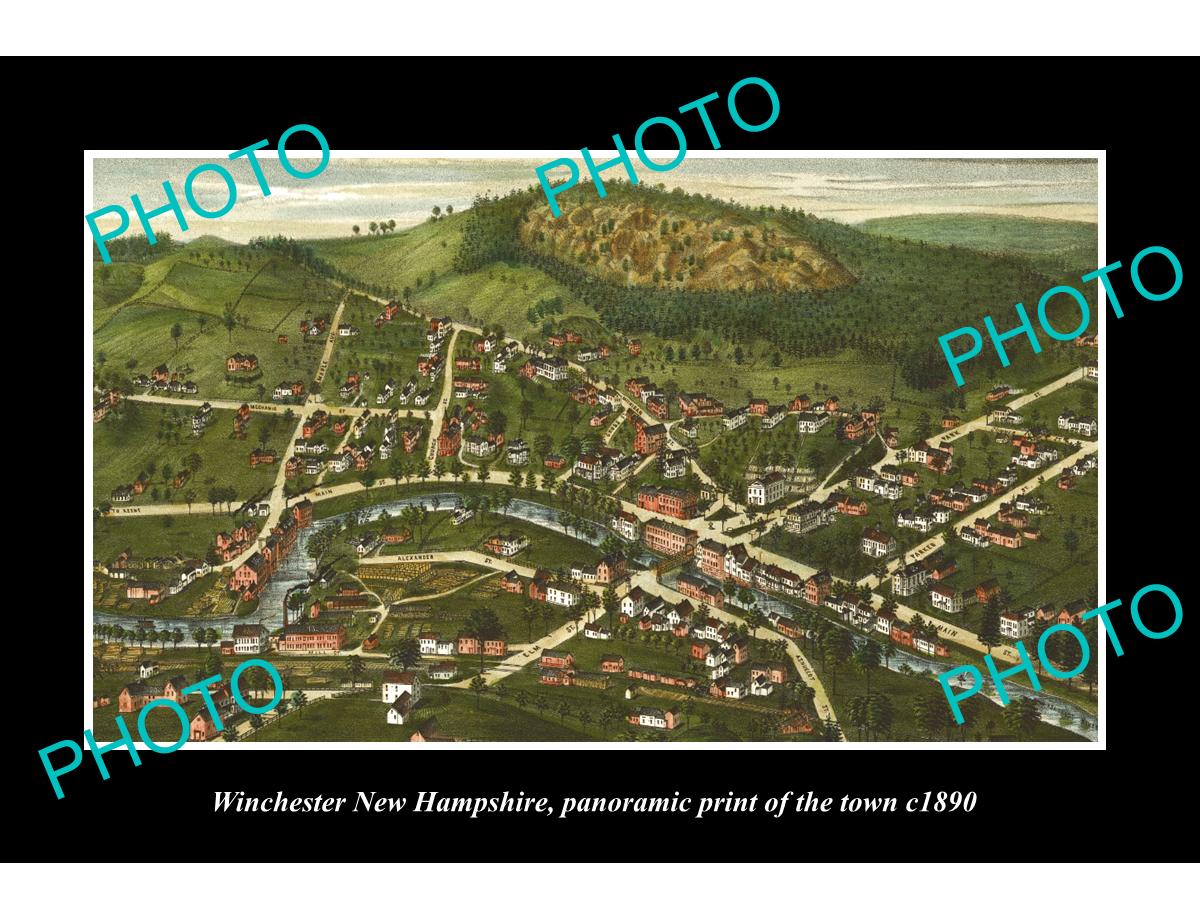 OLD LARGE HISTORIC PHOTO OF WINCHESTER NEW HAMPSHIRE, PANORAMA OF THE TOWN c1890