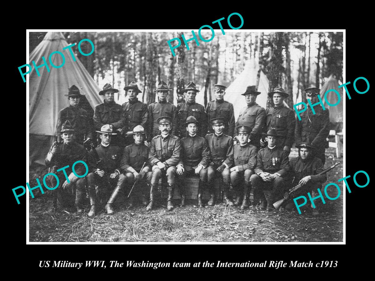 OLD HISTORIC PHOTO OF USA MILITARY, THE WASHINGTON STATE I/M RIFLE TEAM c1913