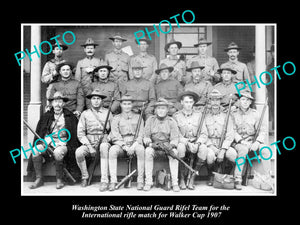 OLD HISTORIC PHOTO OF THE WASHINGTON NATIONAL GUARD RIFLE TEAM, WALKER CUP 1907