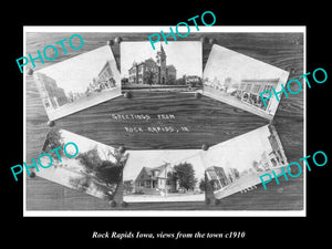 OLD LARGE HISTORIC PHOTO OF ROCK RAPIDS IOWA, VIEWS FROM THE TOWN c1910