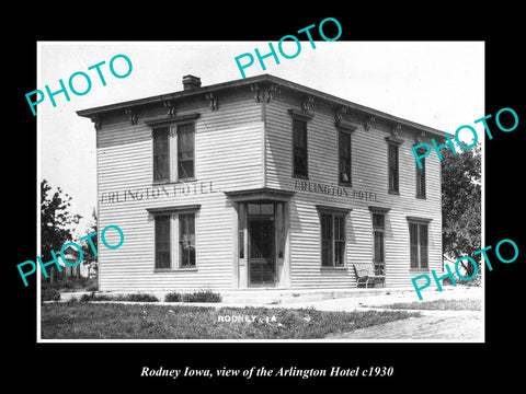 OLD LARGE HISTORIC PHOTO OF RODNEY IOWA, VIEW OF THE ARLINGTON HOTEL c1930