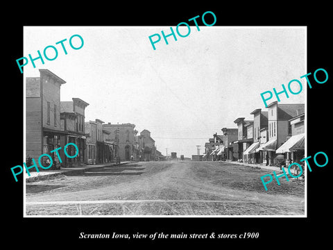 OLD LARGE HISTORIC PHOTO OF SCRANTON IOWA, THE MAIN STREET & STORES c1900