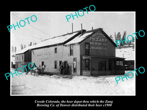 OLD LARGE HISTORIC PHOTO OF CREEDE COLORADO, VIEW OF THE ZANG BEER DEPOT c1900