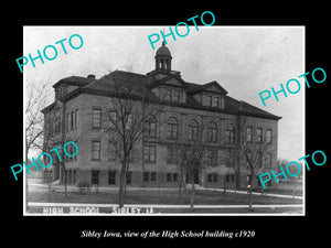 OLD LARGE HISTORIC PHOTO OF SIBLEY IOWA, VIEW OF THE HIGH SCHOOL BUILDING c1920