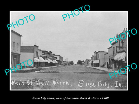 OLD LARGE HISTORIC PHOTO OF SWEA CITY IOWA, THE MAIN STREET & STORES c1900