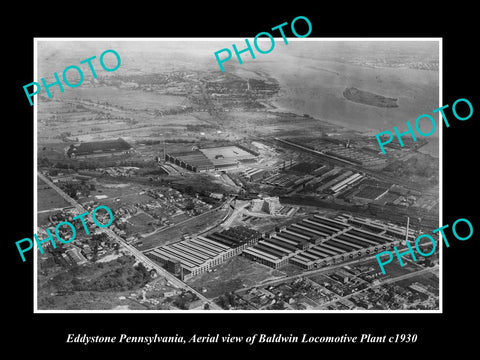 OLD LARGE HISTORIC PHOTO OF EDDYSTONE PENNSYLVANIA, THE BALDWIN LOCO PLANT c1930