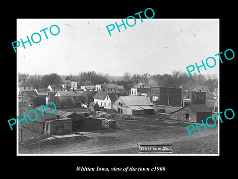 OLD LARGE HISTORIC PHOTO OF WHITTEN IOWA, PANORAMA OF THE TOWN c1900