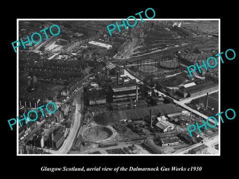 OLD LARGE HISTORIC PHOTO GLASGOW SCOTLAND, THE DALMARNOCK GAS WORKS c1930