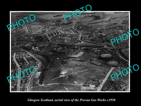 OLD LARGE HISTORIC PHOTO GLASGOW SCOTLAND, THE PROVAN GAS WORKS c1930