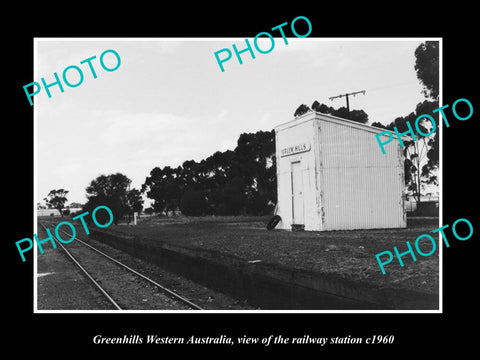 OLD LARGE HISTORIC PHOTO GREENHILLS WESTERN AUSTRALIAN, THE RAILWAY STATION 1960