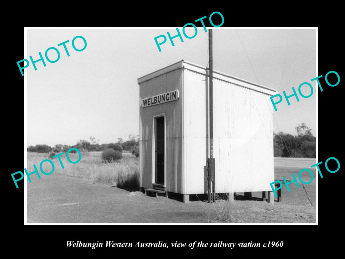 OLD LARGE HISTORIC PHOTO WELBUNGIN WESTERN AUSTRALIAN, THE RAILWAY STATION c1960