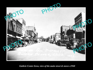 OLD LARGE HISTORIC PHOTO OF GUTHRIE CENTER IOWA, VIEW OF MAIN ST & STORES c1940