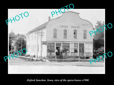 OLD LARGE HISTORIC PHOTO OF OXFORD JUNCTION IOWA, VIEW OF THE OPERA HOUSE c1900