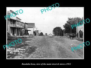 OLD LARGE HISTORIC PHOTO OF RANDALIA IOWA, VIEW OF THE MAIN ST & STORES c1912