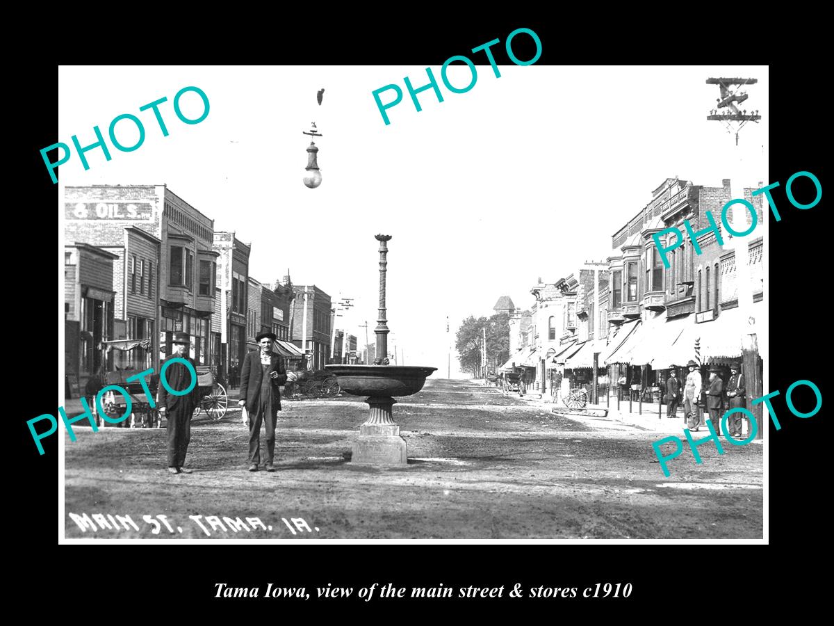 OLD LARGE HISTORIC PHOTO OF TAMA IOWA, VIEW OF THE MAIN ST & STORES c1910