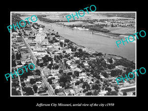 OLD LARGE HISTORIC PHOTO OF JEFFERSON CITY MISSOURI, AERIAL VIEW OF CITY c1950 1