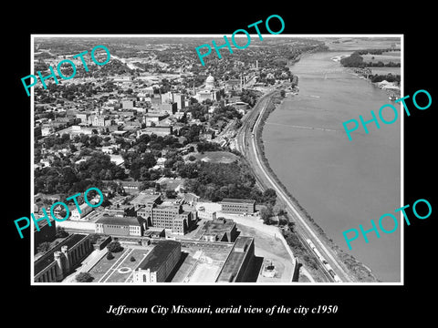 OLD LARGE HISTORIC PHOTO OF JEFFERSON CITY MISSOURI, AERIAL VIEW OF CITY c1950 2