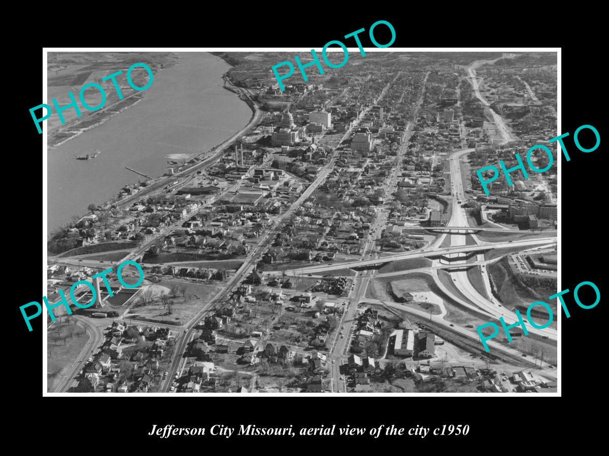 OLD LARGE HISTORIC PHOTO OF JEFFERSON CITY MISSOURI, AERIAL VIEW OF CITY c1950 3