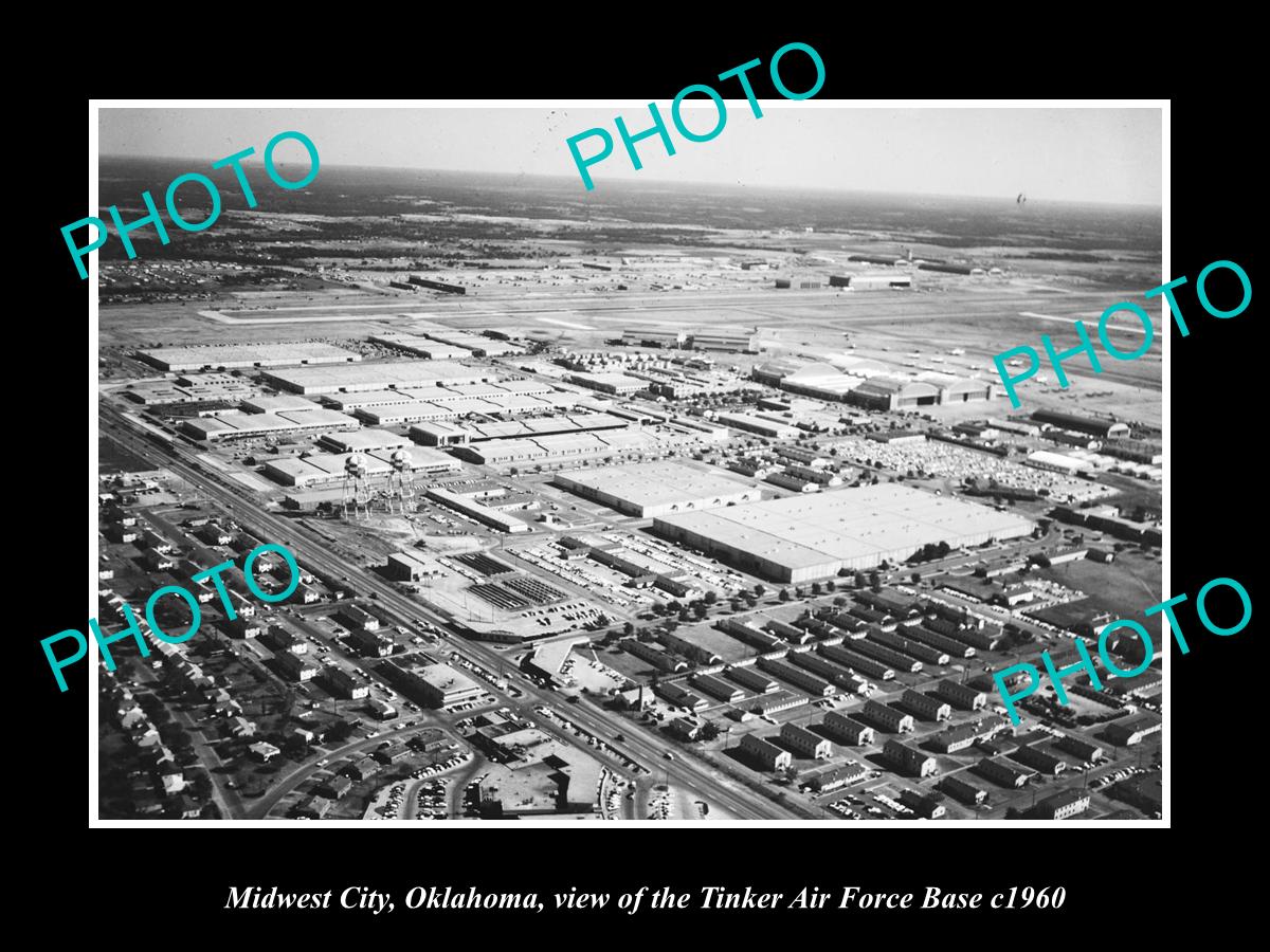 OLD LARGE HISTORIC PHOTO OF MIDWEST CITY OKLAHOMA, TINKER AIR FORCE BASE c1960