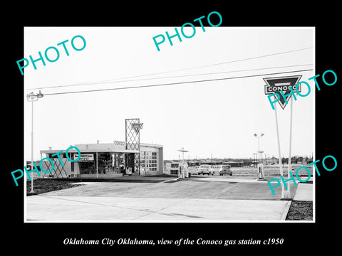 OLD LARGE HISTORIC PHOTO OF OKLAHOMA CITY OK, THE CONOCO GAS STATION c1950 2