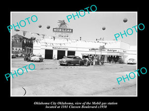 OLD LARGE HISTORIC PHOTO OF OKLAHOMA CITY OK, THE MOBIL GAS STATION c1950 1