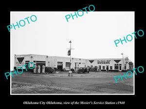 OLD LARGE HISTORIC PHOTO OF OKLAHOMA CITY OK, THE MOSIERS GAS STATION c1940