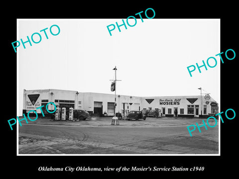 OLD LARGE HISTORIC PHOTO OF OKLAHOMA CITY OK, THE MOSIERS GAS STATION c1940