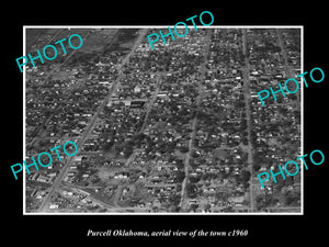 OLD LARGE HISTORIC PHOTO OF PURCELL OKLAHOMA, AERIAL VIEW OF THE TOWN c1950 2