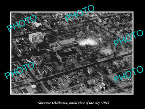 OLD LARGE HISTORIC PHOTO OF SHAWNEE OKLAHOMA, AERIAL VIEW OF THE TOWN c1940 2