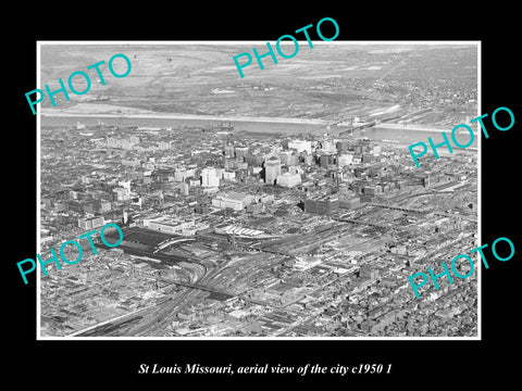 OLD LARGE HISTORIC PHOTO OF ST LOUIS MISSOURI, AERIAL VIEW OF THE CITY c1950 2