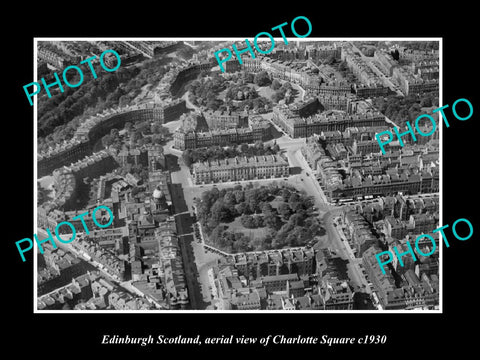 OLD LARGE HISTORIC PHOTO OF EDINBURGH SCOTLAND, AERIAL VIEW CHARLOTTE SQ c1930