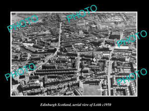 OLD LARGE HISTORIC PHOTO OF EDINBURGH SCOTLAND, AERIAL VIEW OF LEITH c1950