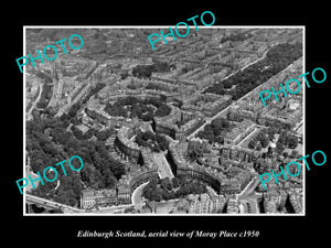 OLD LARGE HISTORIC PHOTO OF EDINBURGH SCOTLAND, AERIAL VIEW MORAY PLACE c1950