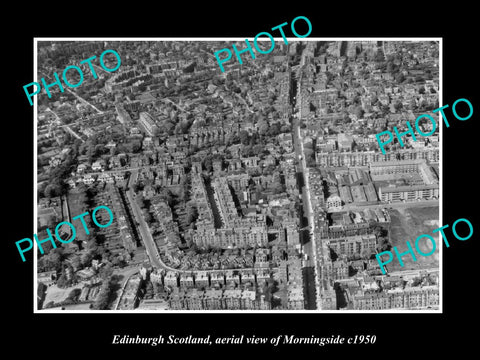 OLD LARGE HISTORIC PHOTO OF EDINBURGH SCOTLAND, AERIAL VIEW OF MORNINGSIDE c1950