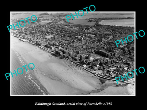 OLD LARGE HISTORIC PHOTO OF EDINBURGH SCOTLAND, AERIAL VIEW OF PORTOBELLO c1950