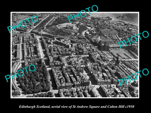 OLD LARGE HISTORIC PHOTO OF EDINBURGH SCOTLAND, AERIAL VIEW ST ANDRES SQ c1950