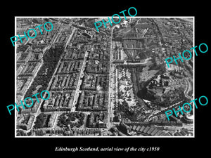 OLD LARGE HISTORIC PHOTO OF EDINBURGH SCOTLAND, AERIAL VIEW OF CITY c1950 1