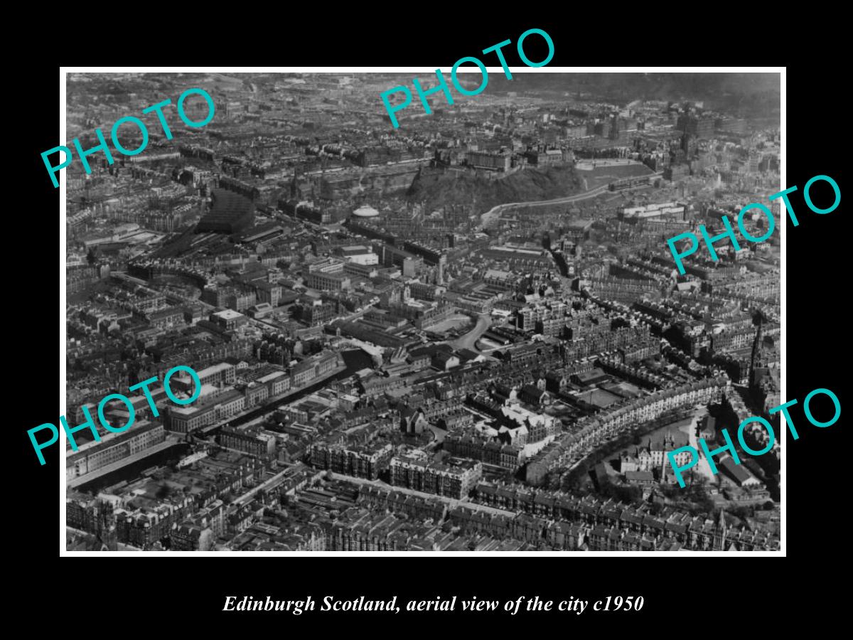 OLD LARGE HISTORIC PHOTO OF EDINBURGH SCOTLAND, AERIAL VIEW OF CITY c1950 2