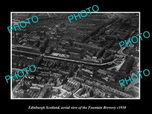 OLD LARGE HISTORIC PHOTO OF EDINBURGH SCOTLAND, AERIAL VIEW OF BREWERY c1930