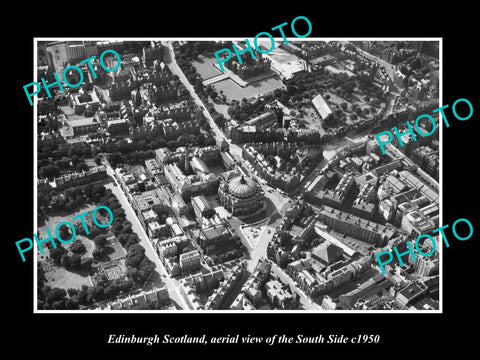 OLD LARGE HISTORIC PHOTO OF EDINBURGH SCOTLAND, AERIAL VIEW OF SOUTH SIDE c1950