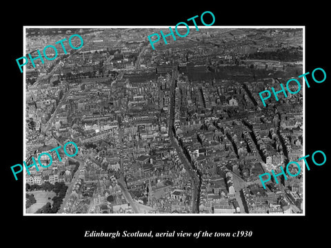 OLD LARGE HISTORIC PHOTO OF EDINBURGH SCOTLAND, AERIAL VIEW OF THE TOWN c1930