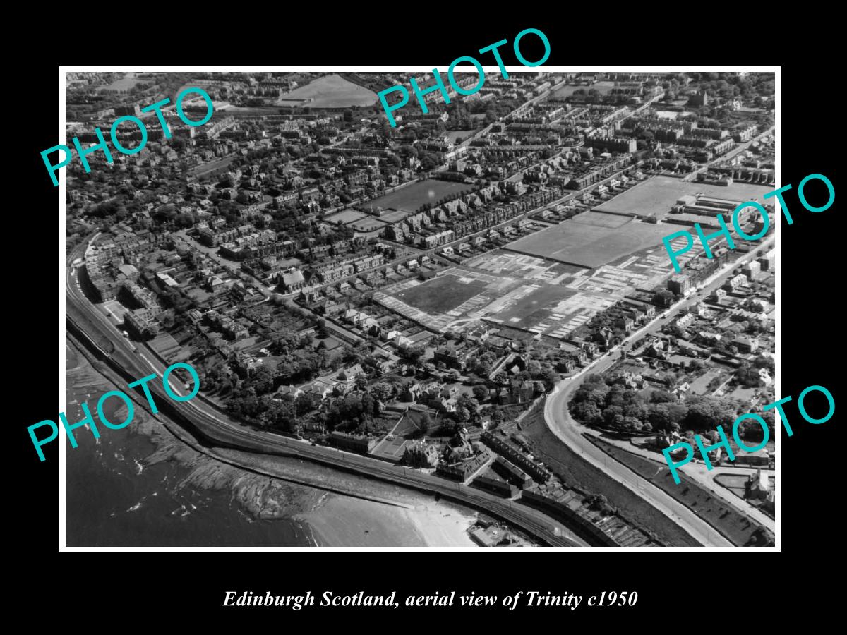 OLD LARGE HISTORIC PHOTO OF EDINBURGH SCOTLAND, AERIAL VIEW OF TRINITY c1950