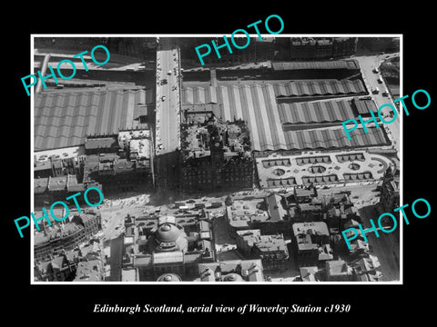 OLD LARGE HISTORIC PHOTO OF EDINBURGH SCOTLAND, AERIAL OF WAVEREY STATION 1930 1