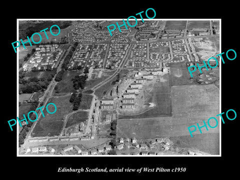 OLD LARGE HISTORIC PHOTO OF EDINBURGH SCOTLAND, AERIAL VIEW OF WEST PILTON c1950