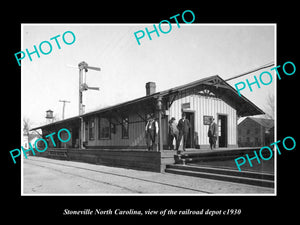 OLD LARGE HISTORIC PHOTO STONEVILLE NORTH CAROLINA, THE RAILWAY DEPOT c1930