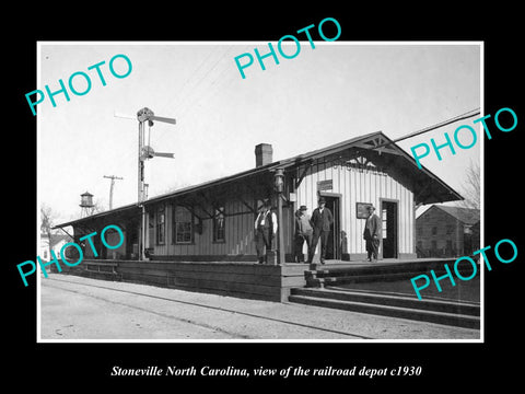 OLD LARGE HISTORIC PHOTO STONEVILLE NORTH CAROLINA, THE RAILWAY DEPOT c1930