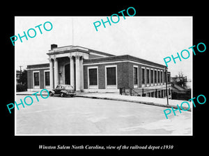 OLD LARGE HISTORIC PHOTO WINSTON SALEM NORTH CAROLINA, THE RAILWAY DEPOT c1930