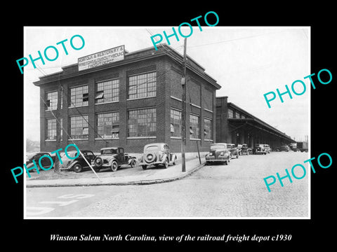 OLD LARGE HISTORIC PHOTO WINSTON SALEM NORTH CAROLINA RAILWAY FREIGHT DEPOT 1930