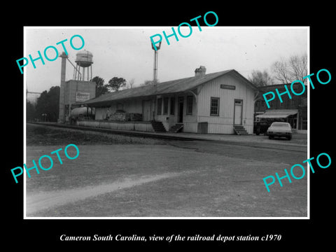 OLD LARGE HISTORIC PHOTO OF CAMERON SOUTH CAROLINA, THE RAILROAD DEPOT c1970