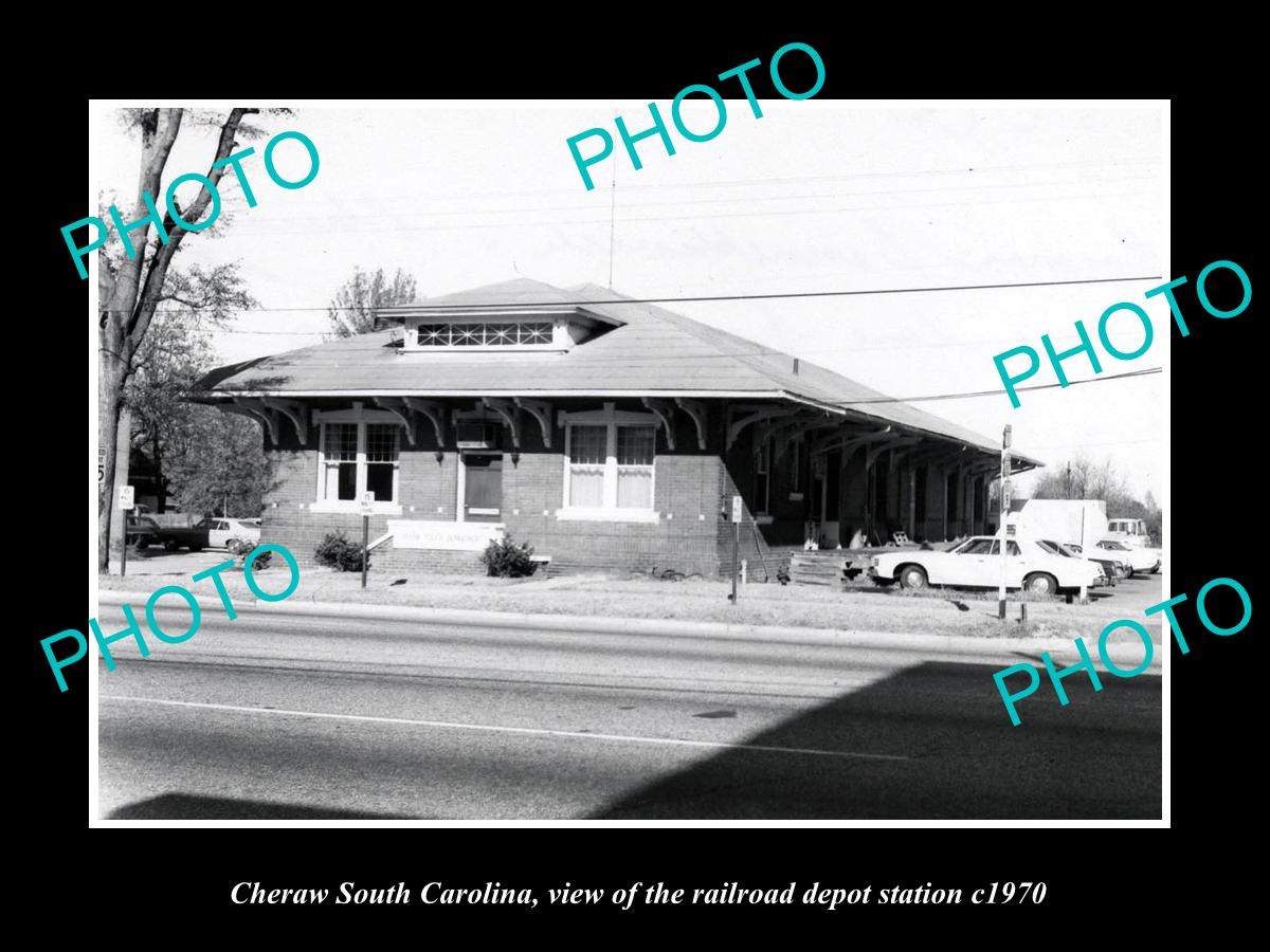 OLD LARGE HISTORIC PHOTO OF CHERAW SOUTH CAROLINA, THE RAILROAD DEPOT c1970